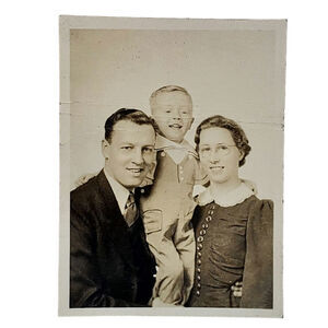 Vtg Parents with Baby Family Photo Original Monochrome Photography Found